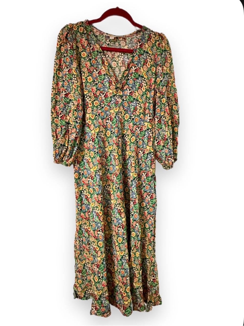 BODEN Floral V-Neck Long Sleeve Maxi Dress